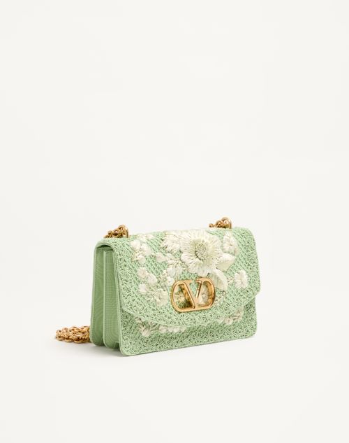 Valentino Garavani - Valentino Garavani Vain Medium Embroidered Shoulder Bag - Light Green - Woman - Shoulder Bags